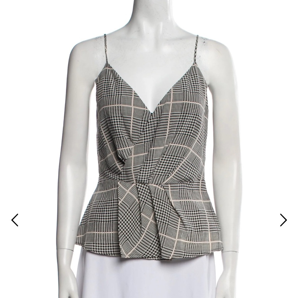 L'AGENCE Silk Houndstooth Print Blouse
